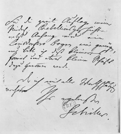 Page of text with his signature by Friedrich Schiller